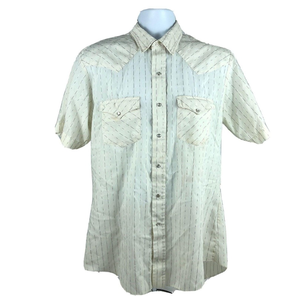 Pryde Vintage 80s Western Pearl Snap Shirt Size Medium Cowboy Rodeo Rockabilly